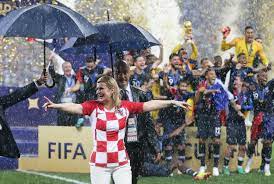 2018 fifa world cup™ winners france netted 14 goals en route to lifting the trophy in moscow. Soaked But Smiling Croatian President Wins Admirers At World Cup Final