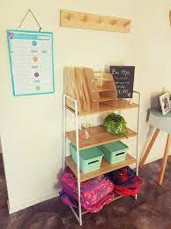 Kmart Mums Australia Made My Kids A School Station Today Complete With A Spot For Their Bags Baskets School Bag Storage Weekly Organization Notes Organization