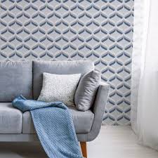 The great collection of navy geometric wallpaper for desktop, laptop and mobiles. Fresco Retro Ogee Navy Geometric Wallpaper