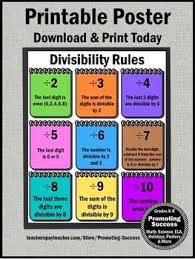 Divisibility Rules Poster Division Anchor Charts Supplements Number Theory Unit
