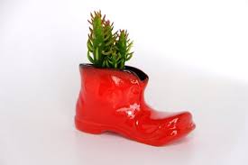 Mid Century Vintage Keramik Kakteen Mini Blumentopf Schuh Stiefel Vase 50s 60s Design Succulents Elf Or Pixie Boot Pottery Planter Blumentopf Vintage Keramik Kaktus