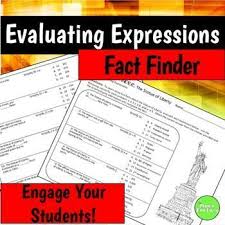 Engage Your Students With A Fact Finder Worksheet Today Your Students Will Learn Fu Evaluating Expressions Middle School Math Resources Mathematics Worksheets