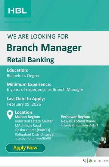 Cashier in HBL Jobs 2026