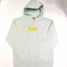 Supreme Box Logo Hoodie Ice Blue Yellow