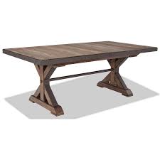 Hollington extendable solid wood dining table. Belfort Select Floris Rustic Trestle Table With Self Storing Leaf Belfort Furniture Kitchen Tables