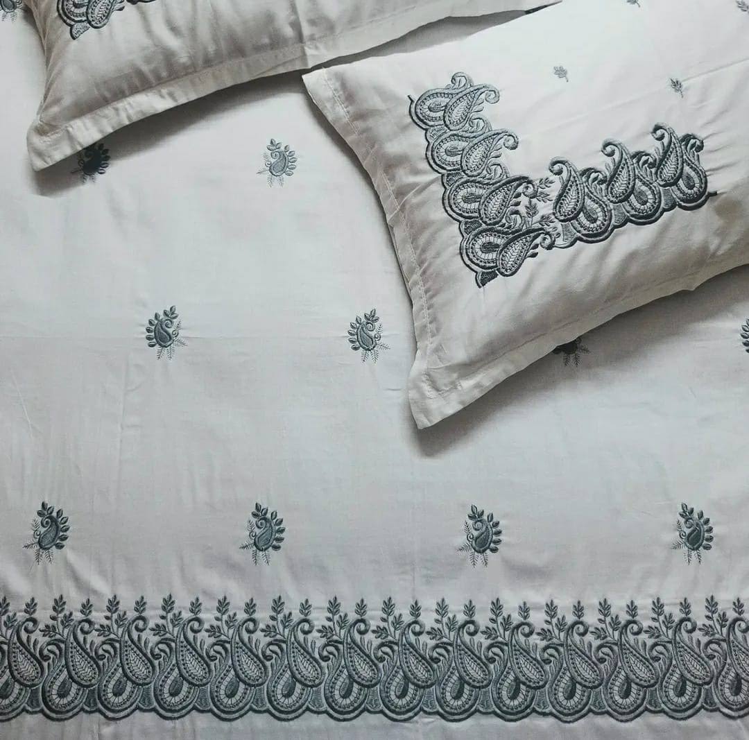 Grey Cotton Embroidry Bedsheets product image