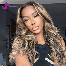 Perruques avant en dentelle transparente pré-plumées pour femmes noires,  cheveux humains pré-épilés, perruque de balayage blond clair, vague de  corps