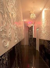 3 Dimensional Embossed Stenciling Fabric Damask At Oya Restaurant In D C Damask Wall Stencils Stencils Wall Mural Stencil