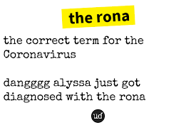 The Rona Https Www Urbandictionary Com Define Php Term The 20rona Defid 14786856 Word Of The Day Words Rona