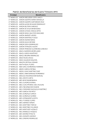 Padrón de Beneficiarios del Cuarto Trimestre 2015