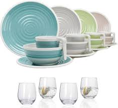 Melamin Campingservis Set för 4 - 16 Delar + 4 Glas