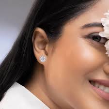 925 Silver Halo Stud Earrings: CZ Diamond Wedding Jewelry