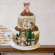 2 Tier Woodland Creatures Diaper Cake Woodland Animals Baby Etsy