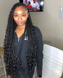 Black And Gray Knotless Braids Morgan Danielle On Instagram Okay I M Really In Love With Knotless Small Knotless Goddess Box Braids With Curls Goddess Braids Hairstyles Goddess Braids