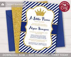 Prince Baby Shower Invitation Puggy Prints