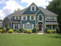 Gray roof with blue, burgundy, gray, white and green walls. Buying Real Estate Can Oftentimes Seem Intimidating When You Are Not Actually In The I Gray House Exterior Exterior Paint Colors For House House Paint Exterior
