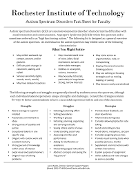 Autism Spectrum Disorders Fact Sheet For Faculty