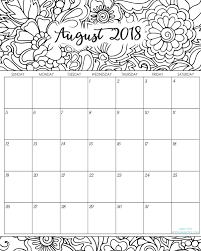August 2020 Calendar Cute Black And White Unique August 2018 Cute Calendar Coloring Calendar Calendar Printables October Calendar