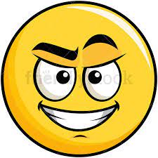 Cunning Evil Face Yellow Smiley Emoji Cartoon Vector Clipart Friendlystock Smiley Emoji Emoticon Emoji Clipart