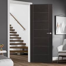 Bespoke Palermo Dark Grey Fire Door 1 2 Hour Fire Rated Prefinished Lifestyle Image Contemporary Grey Interior Doors Fire Doors Contemporary Decor
