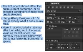 Open the glyph pulldown menu under the text header. Designer Indenting Bulleted Lists Affinity On Desktop Questions Mac And Windows Affinity Forum