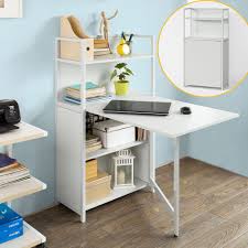 Sobuy Folding Laptop Desk Table With 4 Tiers Bookcase Storage Shelves Fwt12 W Uk Furniture Space Saving Furniture Folding Office Desk