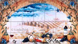 Kitchen backsplash tile mural idea: Italian Tile Murals Tuscan Backsplash Tiles