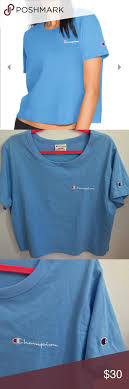 Sold Nwot Light Blue Champion Cropped Shirt Crop Shirt Champion Tops Light Blue