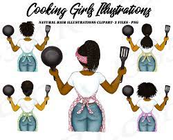Cooking Woman Black Woman Clipart Natural Hair Black Girl Etsy In 2021 Natural Hair Styles Girl Clipart Black Girl Natural Hair