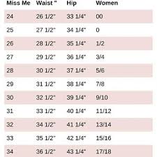 Miss Me Size Chart