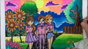 Drawing scenery of under the sea. Gambar Langit Gradasi