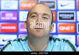 Manchester City Women manager Nick Cushing speaks during a press conference  at City Football Academy prior to the Manchester City Women v Atletico  Madrid Femenino UEFA Women's Champions League Round of 32 Second Leg match  Stock Photo ...