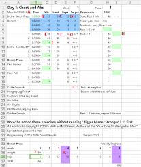 The Year One Challenge For Men Workout Spreadsheet Bigger