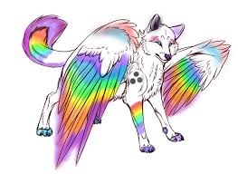 Winged Rainbow Wolf Adopt Closed By Zombicookie On Deviantart Another wing cat i'm going to make it a tradition to draw at least one blue cat with wings in every sketch book! winged rainbow wolf adopt closed by