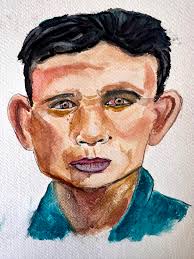 Watercolor portrait painting progress