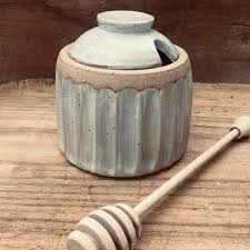 Honey Pot With Dipper Rustic Ceramics Handmade Ceramic Pot Kitchen Storage Pottery In 2020 Rustic Ceramics Handmade Ceramics Ceramic Pot