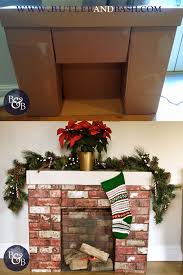Diy christmas decoration projects for fireplaces 01 ~ popular living room design. Faux Fireplace Made From Cardboard Boxes Coved With Brick Effect Wall Paper Red Led Lights Placed Diy Christmas Fireplace Cardboard Fireplace Faux Fireplace