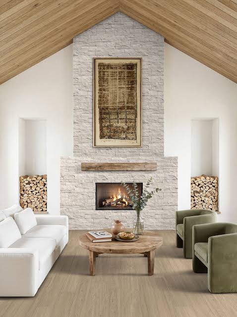 XL Canyon Oak Fireplace Installation, AI generated