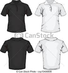 Camisa Modelo Polo Desenho Canstock Ilustração sobre camisa preta do polo t fronteie, vista traseiro e lateral, ilustração do vetor. camisa modelo polo desenho
