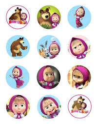 Masha and the bear personalized cake topper. Masha And The Bear Edible Cupcake Toppers
