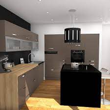 meuble de cuisine taupe avec ilot de cuisine noir mat plan de travail hosta decor chene naturel meubles ha couleur cuisine moderne cuisine noire ilot cuisine