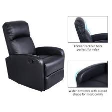 Costway Manual Recliner Chair Black Lounger Leather Sofa Seat Home Theater Walmart Com Manual Recliner Chair Sofa Seats Leather Sofa