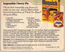 Bisquick Impossible Pumpkin Pie Biscuit Gavotte Hq Recipes Recipe In 2020 Cherry Pie Recipe Bisquick Recipes Impossible Pie