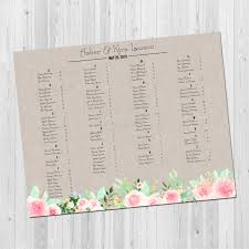 Rustic Wedding Seating Chart Floral Seating Chart