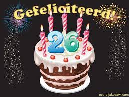 Jakosawi E Cards 26 Jaar Taart Kaarsjes
