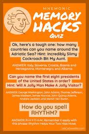 If you can answer 50 percent of these science trivia questions correctly, you may be a genius. Mnemonic Device Definition Examples Challenge Quiz Listcaboodle Mnemonics Mnemonic Devices Brain Teasers Riddles