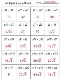 Worksheet For Multiplying Square Roots With 20 Problems Studying Math Math Methods Math Charts
