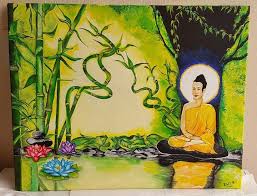 Bouddha Et Nature Zen En Tableau Buddha Painting Painting Art