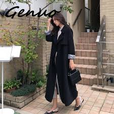 Free shipping on orders over $25 shipped by amazon. Genuo Autumn Black Trench Coat Women Fashion Korea Style Lace Up Long Trench Coats Windbreaker Female Thin Women Coat Cardigan Trench Aliexpress