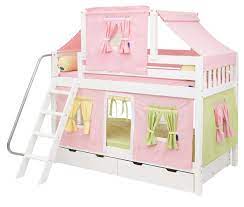 Despite their functionality, bunk beds are an excellent way to save space in any sleeping quarters. Pink Green And Yellow Tent Bunk Bed In White By Maxtrix Kids 700 2